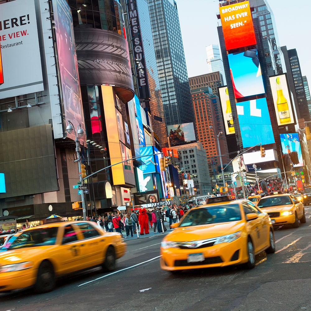 taxi cabs in Times Square, New York City