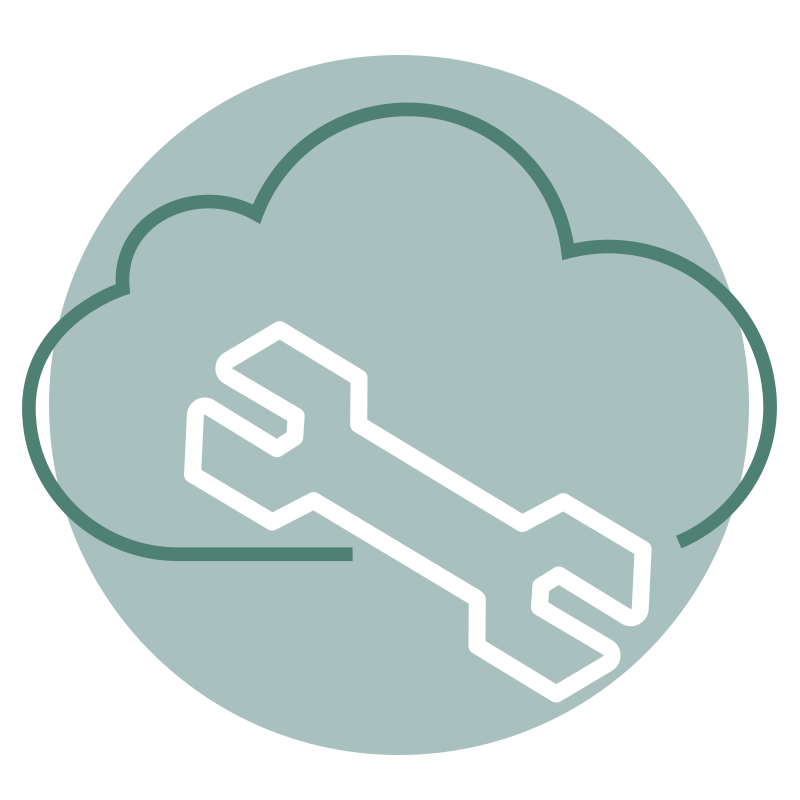 icon got remote support showing a cloud with a wrench floating in it