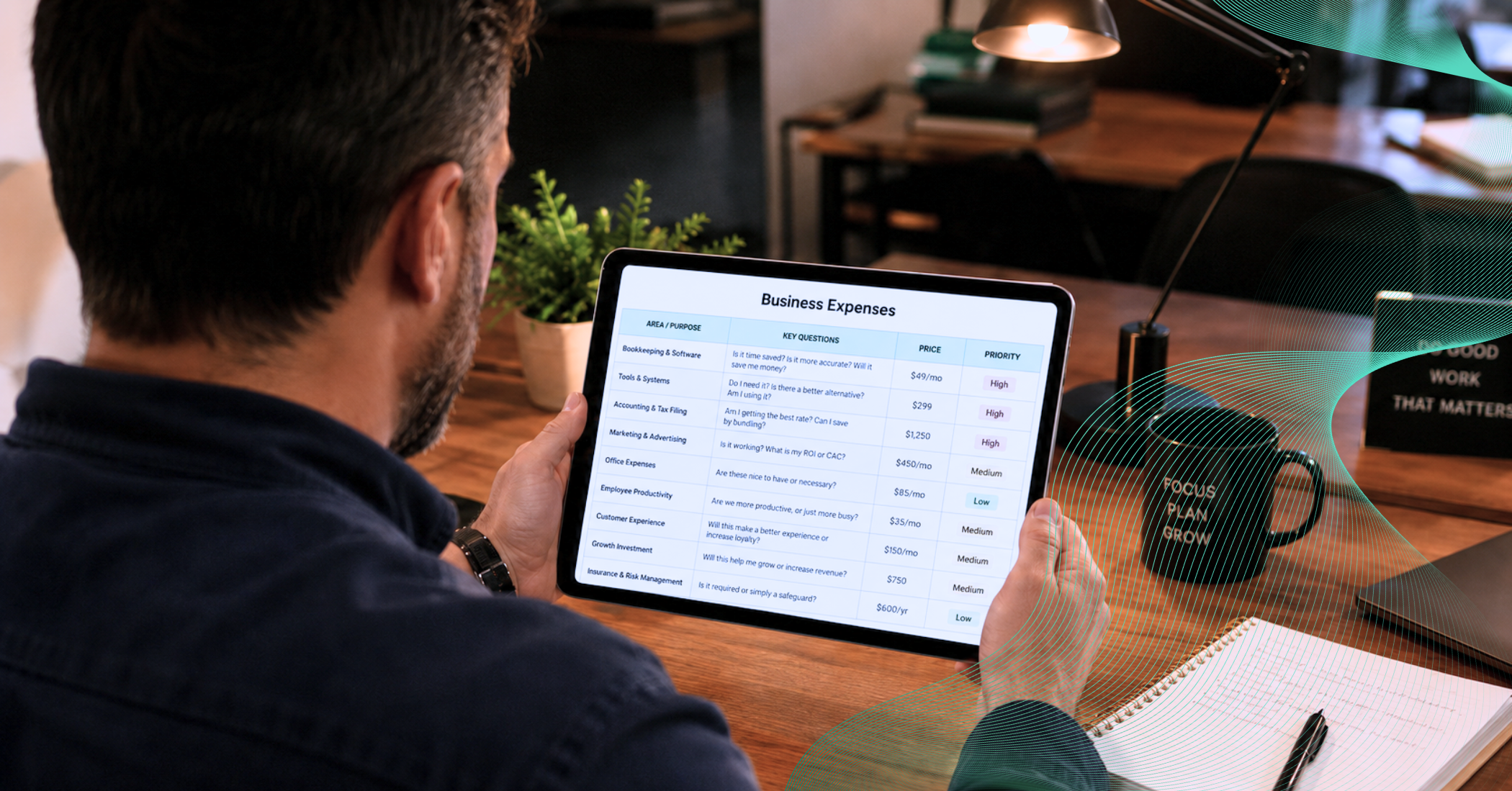 business owner reviewing ways to reduce costs